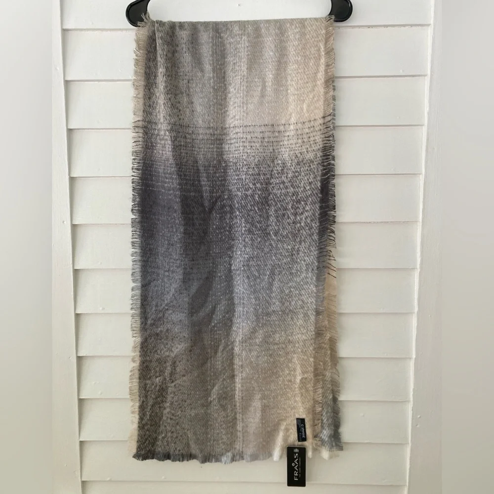 Fraas | Cashmink Scarf Taupe Gray Ombre 16x68” NWT Ultra Soft